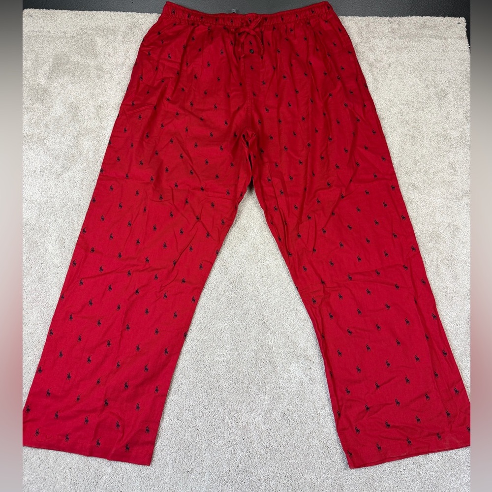 RALPH LAUREN POLO‎ Pajama Pants Men’s XL Red Excellent All Over Pony Logo Print